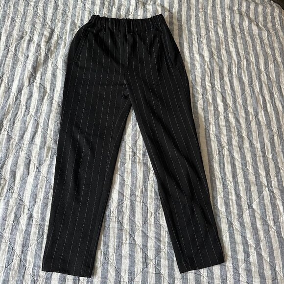 GANNI pin striped stretch waist polyester pants with ankle zip EU34 - Picture 1 of 4
